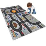 Kids Rug Play Mat Great for Playing with Cars and Toys,Educational Kid Road and Traffic City Life Carpet,Children Baby Fun Throw Rug for Bedroom Play Room,55X79Inch/140X200CM