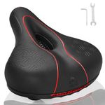 Zacro Comfortable Bike Seat for Men Women, Padded Bicycle Seat Memory Foam with Dual Shock Absorbing, Wide Soft Bike Saddle Replacement Fit for Stationary/Exercise/Indoor/Mountain/Road Bikes