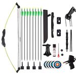 SOPOHER Archery Bow and Arrow Set for Kids Teens Youth Compound Bow Beginner Hunting Shooting Gift Left and Right Hand with Full Accessories Kit (Green)