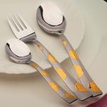 Parage 18 Pieces Stainless Steel 24k Golden Cutlery Set, Premium Spoon & Fork Set for Home & Kitchen, Luxury 24 Karat Gold Plated Flatware for Dining (6 Pieces Each Table Spoons, Forks & Tea Spoons)