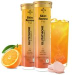 Setu Skin Renew Glutathione Tablets for Glowing Skin | 30 Effervescent Tablets with 500mg L-Glutathione & Vitamin C | Sugar-free Antioxidant & Skin Glow Supplement for Clear Skin | Orange (Pack of 2)