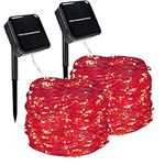 Twinkle Star 2 Pack Outdoor Solar String Lights, 33 FT 100 LED Solar Powered Christmas Decorative Fairy Lights with 8 Modes, Waterproof Light for Xmas Patio Yard Wedding Party (Red)