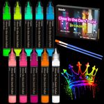 Roizefar Fabric Paint, 10 Colors Glow in the Dark Paint, 3D Permanent Acrylic Textile Paint (20 ml/0.68 oz), Neon Craft Painting Fabric Paint for Clothes, Canvas, T-Shirt, Ideal for Art Supplies and DIY Decoration