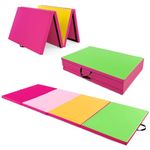 Giantex 4'x10' Gymnastics Mat, 2" Thick Folding Tumbling Mat with Hook and Loop Fastener, Foldable Gym Mat with Carrying Handles, Cheer Mats for Kids Adults Home Exercise Aerobics Fitness