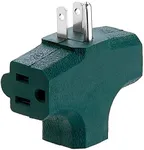 Katzco 3 Way T Straight Shaped with Plug Locations on the left, Right, and Middle for Behind Furniture - Wall Outlet Splitter Triple Prong Wall Plug Adapter - Green Color - UL Listed, 1 Piece
