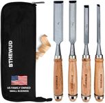 Wood Chisel Set – set of 4 Woodworking Chisels w/CR-V Steel Blades, Zipper Bag - Anti-Rust Coating Wood Chisels for Woodworking - Lightweight & Durable Carpenter Tools for Woodworking