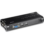 TRENDnet 4-Port USB KVM Switch Kit, VGA and USB Connections, 2048 x 1536 Resolution, Cabling Included, Control Up to 4 Computers, Compliant with Window, Linux, and Mac OS, White, TK-407K