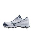 Mizuno Women's 9-Spike Advanced Sweep 3 Softball Shoe, White-Navy, 11.5 D US