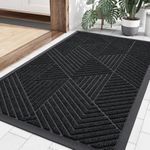 OLANLY Front Door Mat Outdoor Indoor, Heavy Duty Non Slip Rubber Mat, Absorbent Outdoor Rug, Easy Clean Welcome Mat, Low Profile Entryway Rugs, 48"x32", Black