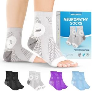 BraceAbility Neuropathy Socks - Peripheral Neuritis Therapy Compression Diabetic Open-Toe Foot Sleeves for Ankle Gout, Nerve Damage Pain in Legs and Feet Relief Brace for Men and Women (M - 1 Pair)