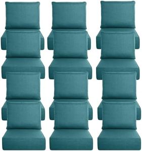 Luxury 6" Thick Outdoor Cushion Set 12 - 24x24 Patio Furniture Cushions with 28D High-Density Foam, Water-Resistant & Fade-Resistant Fabric, Removable Covers for Patio Furniture Sofa - Peacock Blue