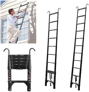 JADDUO Telescoping Ladder,10.5 FT Extension Ladder,Aluminum Black Telescoping Ladder with Stable Hook, Telescoping Attic Ladder RV Ladders for Travel,Collapsible Ladders for Home