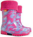 Demar Toddlers Kids Boys Girls 2-10yrs Wellies Rain Boots Children Wellington Warm Lined (Hearts, 7/8 UK Child, numeric_7)