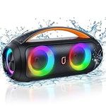 JYX D16 Portable Bluetooth Speakers, 40W Large Bluetooth Boombox Speaker, Loud Speaker with Deep Bass, Outdoor Wireless Speaker with Disco Lights for Party, Bluetooth 5.0, IP65 Water Resistance, TWS