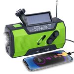 Ogowawer Wind Up Radio, Emergency Hand Crank Weather Radio, Portable Radio with SOS Alarm & Reading Lamp, 2000mAh Power Bank Rechargeable USB Phone Charger Flashlight for Camping Outdoor(Green)