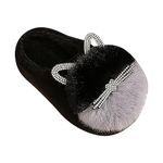 Cat Slippers Cute Slippers Memory Foam Slippers Kids Children's Boys Girls Winter Fall Cartoon Plush Shoes Indoor Home Warm and Cute Flock Slippers Small Tote for Girls (Black, 1 Big Kids)