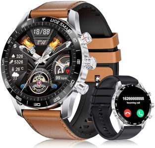 BANGWEI Reloj Inteligente para Hombre, Respuesta/Llamada, Rastreador de Actividad AMOLED de 1,43'' con Monitor de Frecuencia Cardíaca SpO2, Podómetro Smartwatch iOS Android Marrón