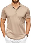 COOFANDY Men's Short Sleeve Polo Shirt Dry Fit Workout Shirts Moisture Wicking Quick Dry Golf Tee Shirts Khaki