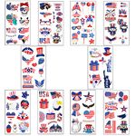 10 Sheet Independence Day Temporary Tattoos,Red White Blue Party Supplies Patriotic Stickers 4th of July Tattoos with American Flag for Kids Adults Memorial Day Independence Day US Party Decorations