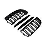 Compatible with BMW 2005-2008 E90 E91 Pre-facelift 4 Door 320i 323i 325i 325xi 328i 328xi Set of 2pcs Front Kidney Grilles Grill Glossy Black