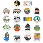 18 Pcs Cute Enamel Pin Set, Pins for Backpacks Pins, Punk Cartoon Lapel Badges Vintage Aesthetic for Bags, Clothes, Caps, Outdoor, Camping, Men, Women Accessories