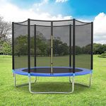 KOSTEN SPORTS 8 FT Blue Trampoline with Safety Enclosure Net & Ladder – Heavy-Duty Outdoor Trampoline for Kids & Adults – High-Elastic Jump Mat, Rust-Resistant Frame, Easy Assembly