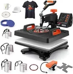 PIONEERWORKS Heat Press Machine 9in1 Professional Sublimation Machine 12" X 15",360°Swing Away Shirt Printing Heat Transfer Machine Digital Industrial-Quality Shirt Pressing Machine, Orange