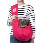 Tomkas Small Dog Sling Carrier - Adjustable Strap & Zip Pocket for 3 - 10 lbs pets (Rose red)