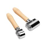 Set of Leather Press Roller, Steel Leatherworking Glue Edges Laminating Rolling Tool with Wooden Handle for Leathercrafting Working(60mm 26mm)