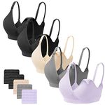 Vinfact Nursing Bras for Breastfeeding Maternity Bra Wireless Pregnancy Sleeping Bralette S-XXL with Extra Bra Extenders (2 × Black,Grey,Nude,Purple, Medium)