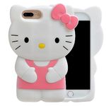 MONEHOYSY Cartoon Case for iPhone 8/7 / 6 Plus 5.5", Fashion Cute 3D Kawaii Soft Silicone Animal Protective Gel Shockproof Gel Back Cover for Kids Women Girls Boys (8/7 / 6 Plus 5.5", Pink-1)