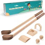 Kids Golf Set – Mini Golf Toy for Indoor and Outdoor Play – Toddler Golf Set Includes 2 Clubs, 2 Balls, Holes, and Obstacles – Premium Natural Wood – Ideal Gift For Boys and Girls age 3 4 5