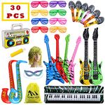 MIMIEYES Inflatable Rock Star Toy Set Inflatables Saxophone Guitar Microphone Inflatable Instruments Party Props with Balloon Pump for Party Decoration Prop Random Color (1-color)