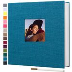 potricher Large Photo Album Self Adhesive 3x5 4x6 5x7 8x10 10x12 Pictures Linen Cover 40 Blank Pages Magnetic DIY Scrapbook Album with A Metallic Pen (Blue, 13.2x12.8 inches 40 Pages)