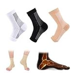 3 Pairs Neuropathy Socks, Soothesocks For Neuropathy Pain Relief Socks, Ankle Support Brace, Instant Pain Relief Socks, Soothe Socks for Neuropathy (L/XL, Black + White + Skin Colors With Dot)