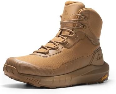 NORTIV 8 Men's Tactical Hiking Boot Lightweight Cushion Sole Boots for Work All Day Side Zipper Motorcycle Combat Military Boot Arch Support 8 Inches Terrascope,Size 8.5W,Coyote,NMUMMT2503