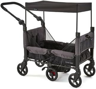 Contours Curve 360 Stroller Wagon for Infants and Toddlers, Compact Fold, Fits Infant Car Seats, Most Maneuverable Zero-Turn Radius, Sun Canopy, Lightweight Travel Wagon, Adjustable Seat & Handle