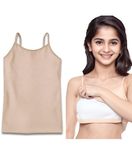 SWELANA Padded Camisole for Girls 8-10 Years - Beginners Camisoles with Built in Attached Inner Padding | Teens Starter Innerwear Cami Bra Slip | Teenager Home & School Puberty Slips | 1 Pack | Skin