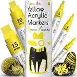 5 Acrylic Yellow Paint Pen - Extra Fine Tip, Thin & Jumbo (1mm, 3mm, 6mm, 10mm, 15mm) - Yellow Paint Marker for Metal, Fabric, Canvas, Wood, Rock Painting, Glass - Yellow Markers, Water-based ink