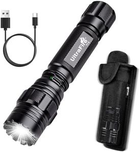 ULTRAFIRE Rechargeable Tactical Flashlight with Holster, Hidden C Port and 3 Modes, 1200 Lumens LED Police Flashlight for Emergency, Law Enforcement, Security and Duty Belt