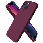 ORNARTO Compatible with iPhone 13 Case 6.1, Slim Liquid Silicone 3 Layers Full Covered Soft Gel Rubber Case Cover 6.1 inch-WineRed