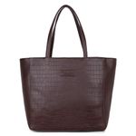 Pramadda Pure Luxury Stylish Faux Leather Tote Bag For Women | Shoulder Handbag For College Office Daily Use | Solid Checks Dual Tone | Gift Item For Women. (Croco Mocha Brown)