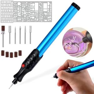 The Original Easy Etcher - Includes 10 Stencils - Portable Precision Engraving Pen - DIY Engraving Tool - Electric Engraver Etching Craft Scribe - Jewelry, Metal, Glass, Leather, Wood Carving Tools