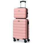 Carry On Luggage AnyZip 2PCS Luggage Set PC ABS Hardshell Lightweight Suitcase TSA Lock with 4 Spinner Wheels（14/20, Pink）