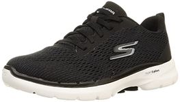 Skechers Womens Go Walk 6 - Bold Vis Walking Shoes Vegan High-Rebound Ultra-Lightweight Hyper Pillar Technology Black - 6 UK (124512)