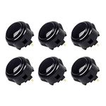 SANWA 6 pcs OBSF-30 Original Push Button 30mm - for Arcade Jamma Video Game & Arcade Joystick Games Console (Black) S@NWA