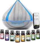 500ML Scented Oil Diffusers with 8 Essential Oils Set, Aromatherapy Diffusers Air Freshener, Diffusers with Remote Control, 4 Timer, Auto-waterless Shut-off for Bedroom, Large Room