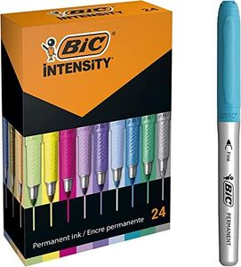 BIC Intensity Fine et BIC Intensity Fine Metallic Marqueurs Permanents Pointe Fine - Couleurs Assorties, Boîte de 24