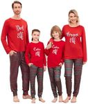 Ekouaer Matching Family Pajamas Set Striped Christmas Pajamas Sleepwear Dad Mom Couple PJs Red Green StripesX-Large