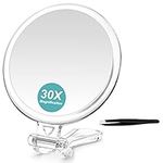 B Beauty Planet 30X Magnifying Mirror, Two Sided Mirror, 30X/1X Magnification, Folding Makeup Mirror with Handheld/Stand,Use for Makeup Application, Tweezing, and Blackhead/Blemish Removal. 5IN.